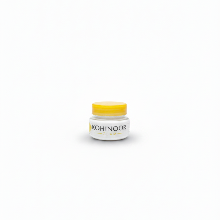 Kohinoor container with yellow lid on a white background