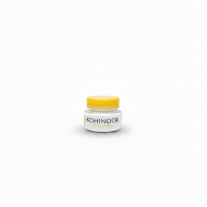 Kohinoor container with yellow lid on a white background