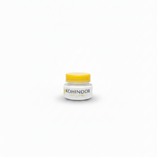 Kohinoor container with yellow lid on a white background